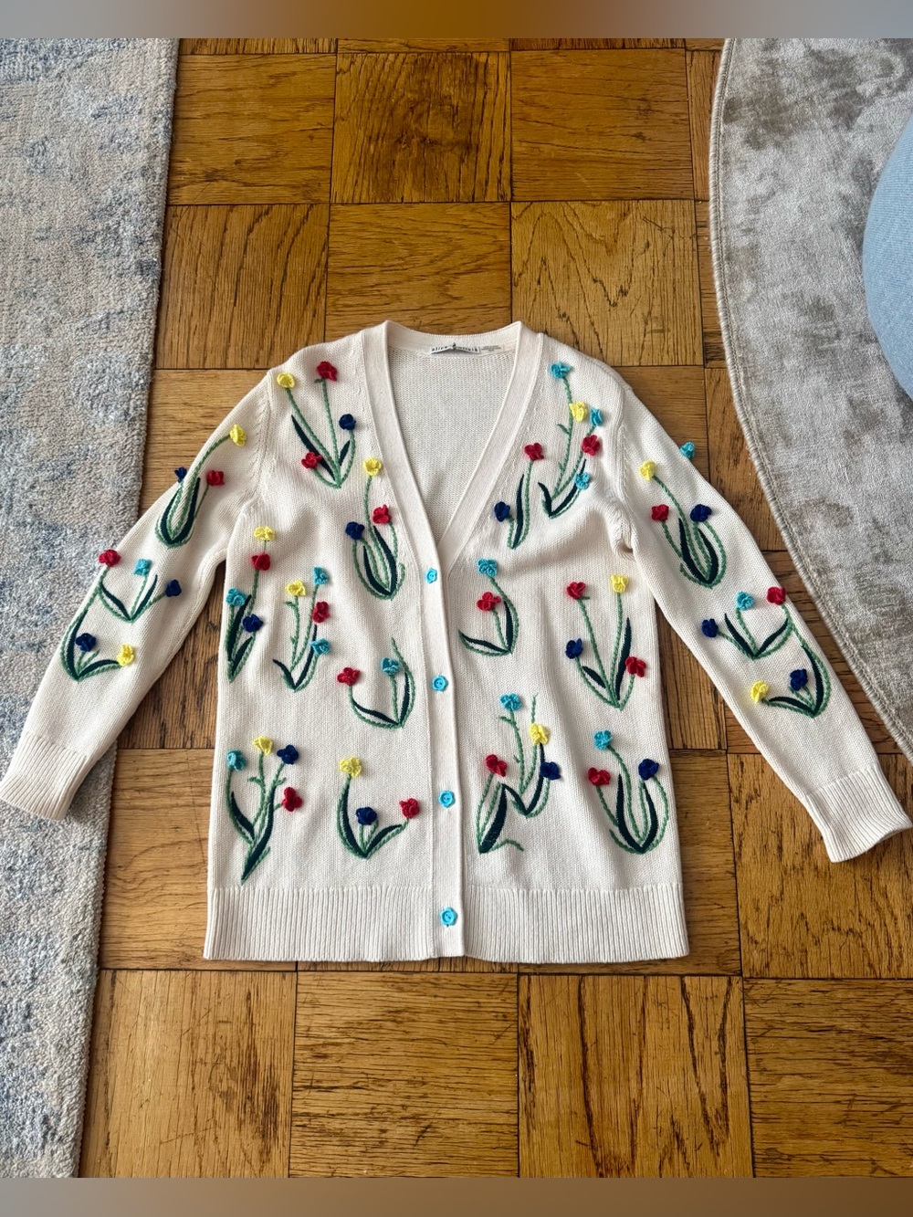 *NEW* Alice + Olivia Bradford Crocheted Cardigan with Floral Embroidery XS